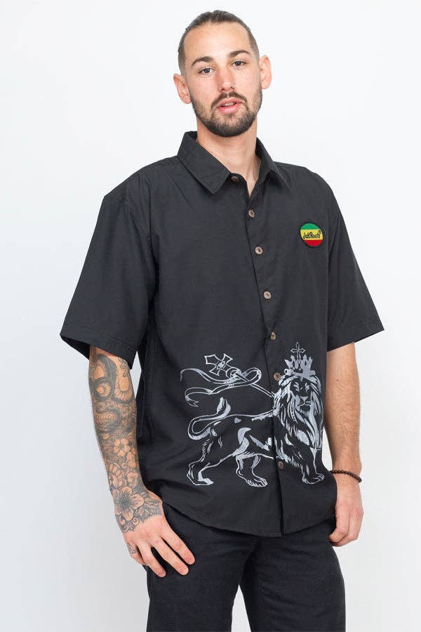 Lion of Judah Men's Rasta Shirt: Black / X-Large