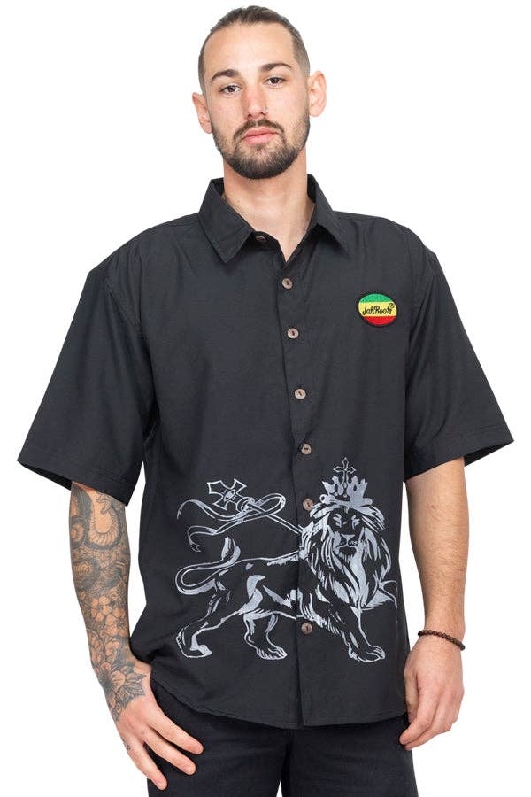 Lion of Judah Men's Rasta Shirt: Black / X-Large